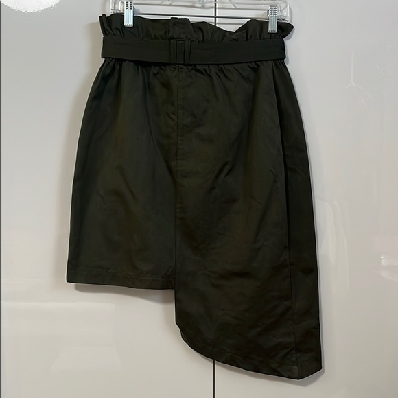 CRISTINA LEI DARK Green Asymmetrical Paper-bag Waist Cotton Midi Skirt, Size M - Picture 6 of 11